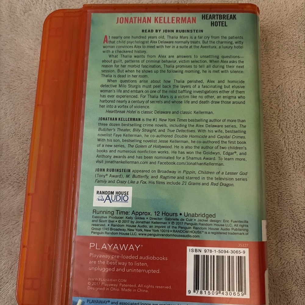 Playaway Audiobook Audio Book Ex Library - Heartbreak Hotel - Jonathan Kellerman - Picture 2 of 4